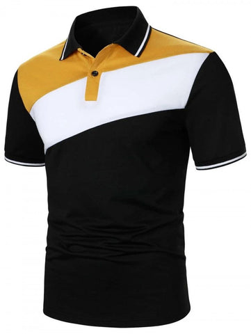 Men Color Block Contrast Trim Polo Shirt