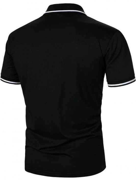 Men Color Block Contrast Trim Polo Shirt