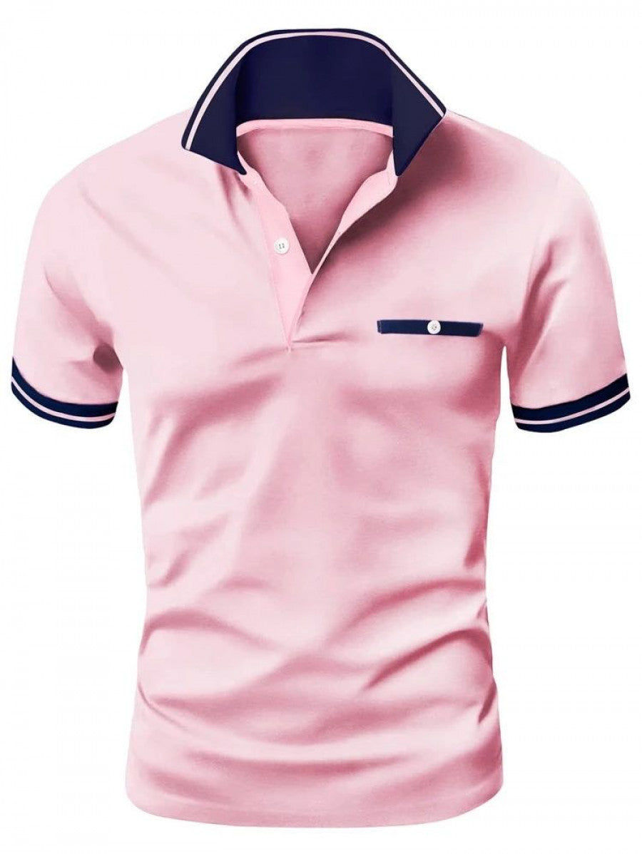 Men Striped Trim Polo Shirt