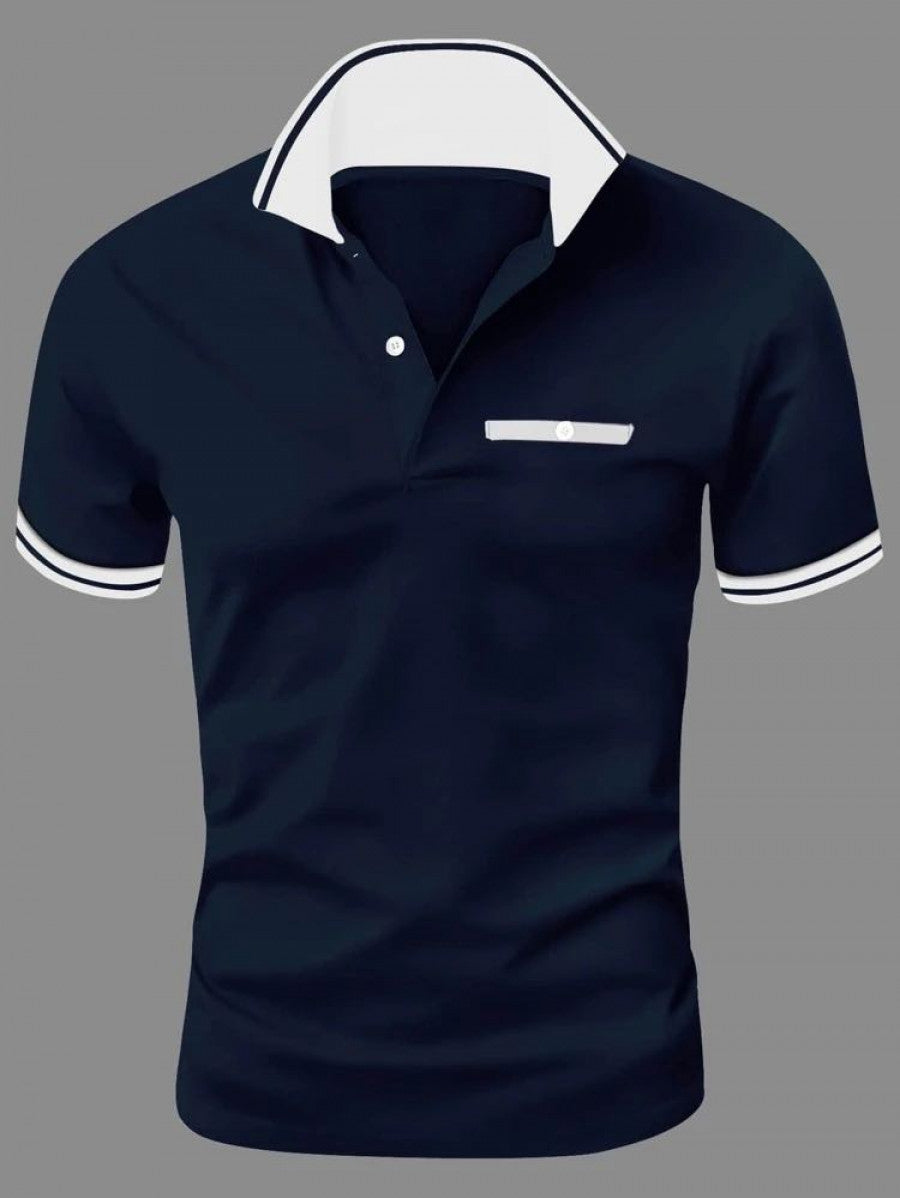 Men Striped Trim Polo Shirt