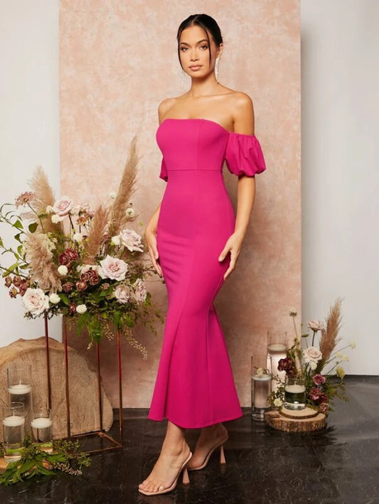 Party Off Shoulder Mermaid Hem Bridesmaid Dress