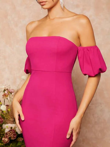 Party Off Shoulder Mermaid Hem Bridesmaid Dress