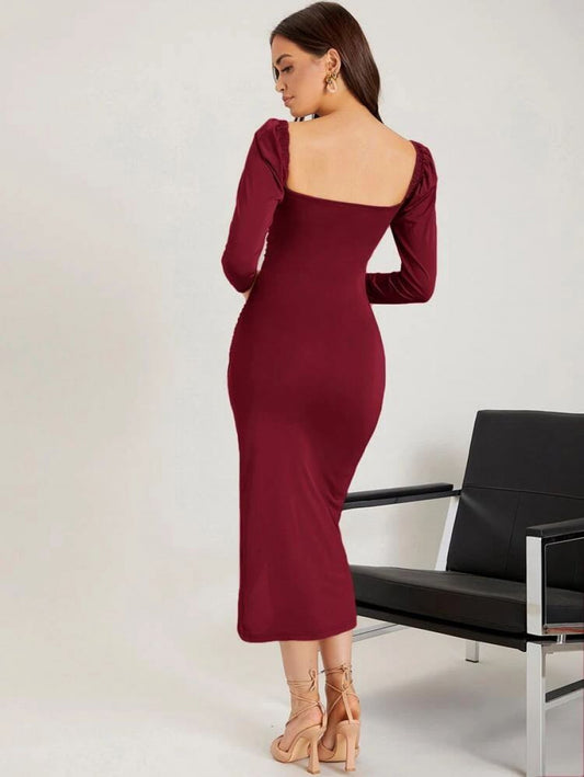 Solid Wrap Bodycon Dress