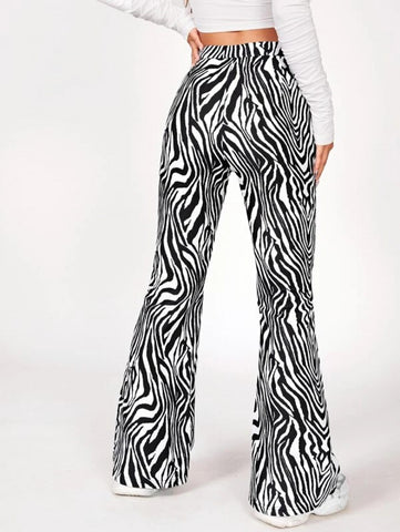 PETITE Zebra Stripe Flare Leg Pants
