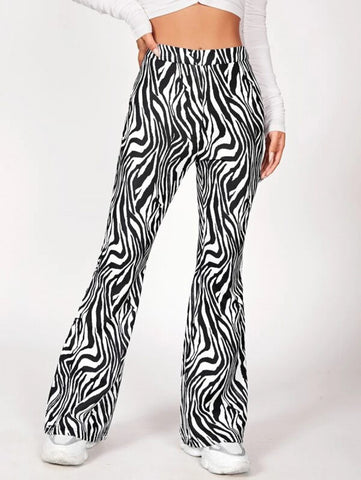 PETITE Zebra Stripe Flare Leg Pants