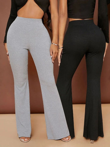 SXY 2pcs High Waist Flare Leg Pants