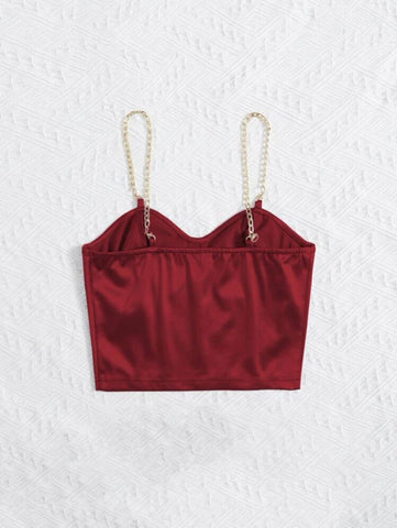 Chain Detail Silky Bustier Cami Crop Top