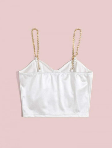 Chain Detail Silky Bustier Cami Crop Top