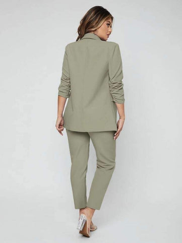 SXY Shawl Neck Open Front Blazer & Pants Suit