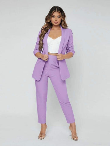 SXY Shawl Neck Open Front Blazer & Pants Suit