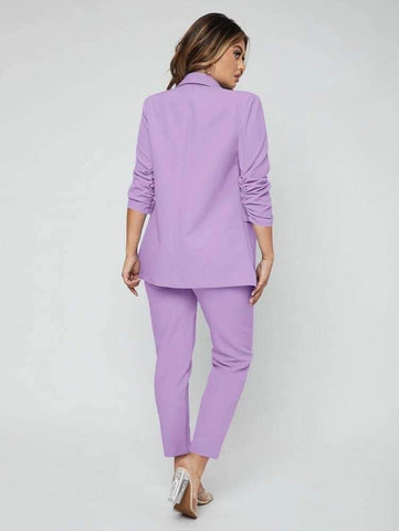 SXY Shawl Neck Open Front Blazer & Pants Suit