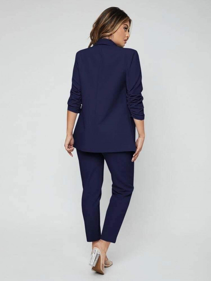 SXY Shawl Neck Open Front Blazer & Pants Suit