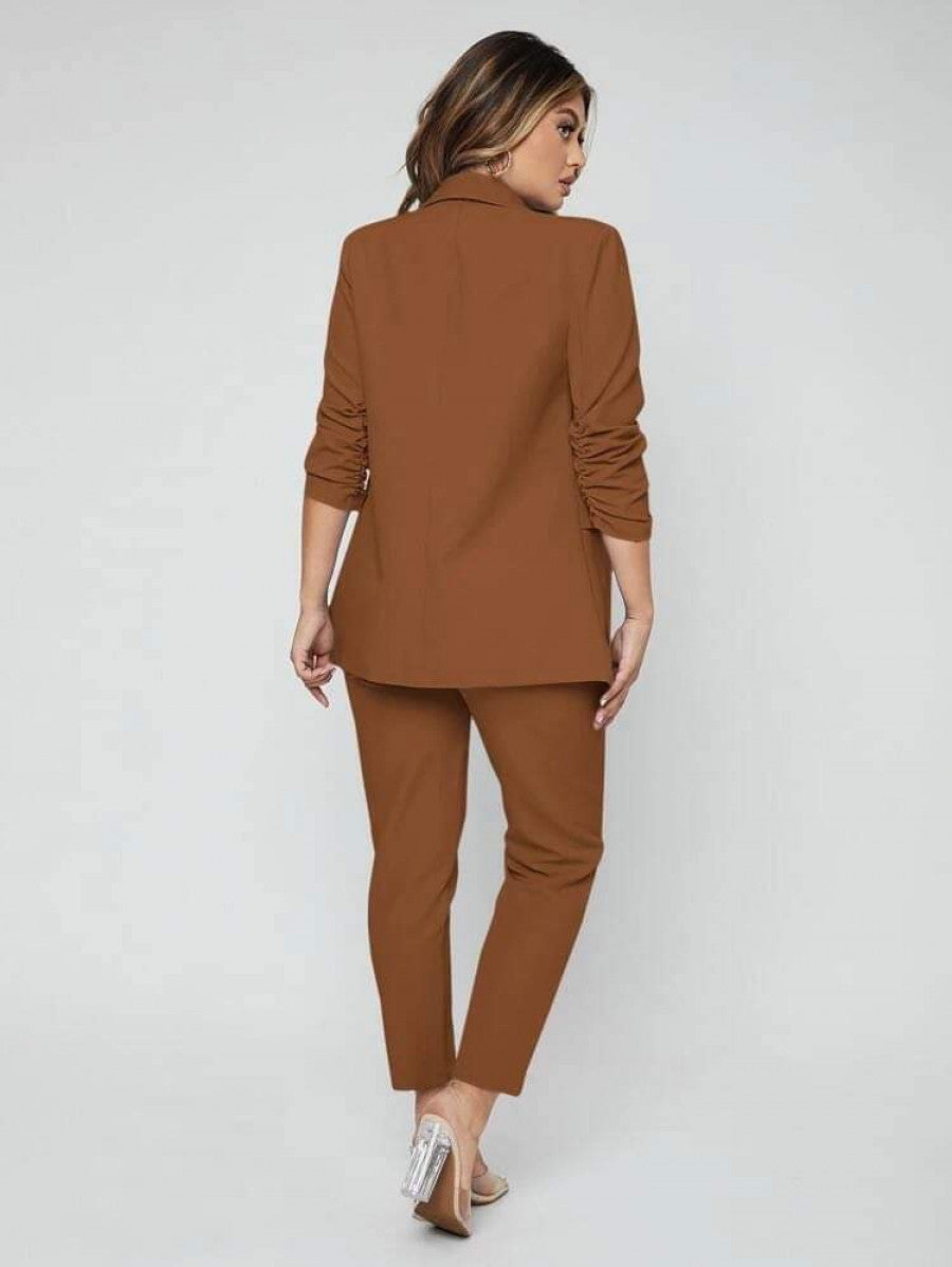 SXY Shawl Neck Open Front Blazer & Pants Suit