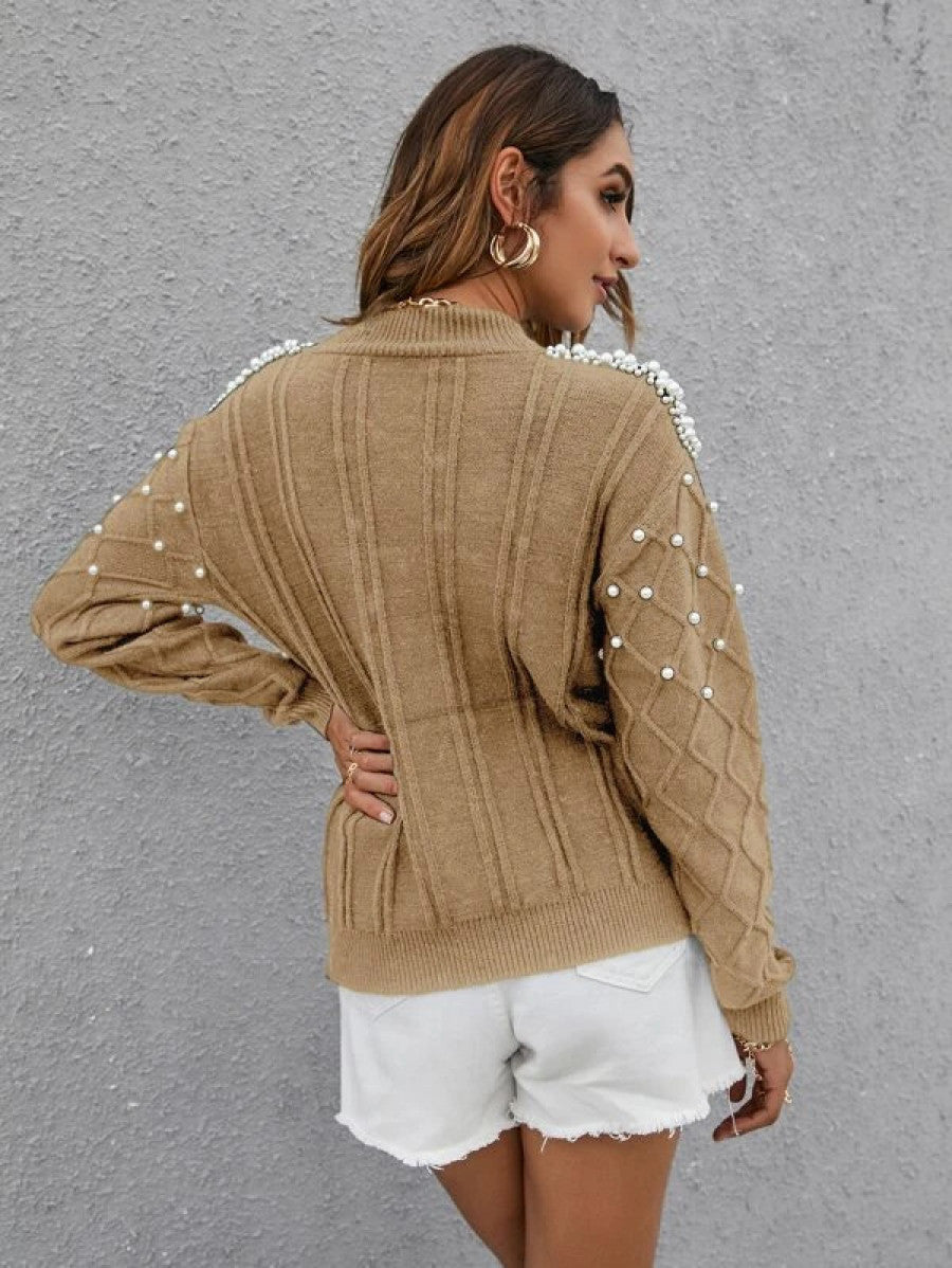 Solid Pearl Rib-Knit Sweater