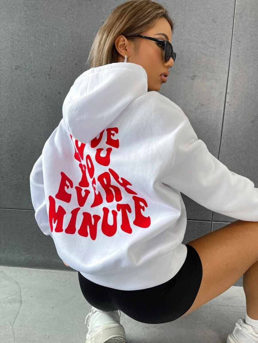 Slogan Graphic Drop Shoulder Hoodie