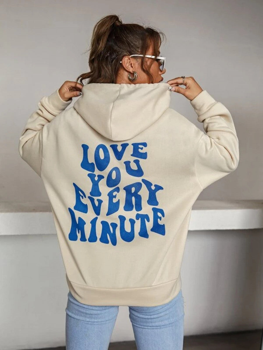 Slogan Graphic Drop Shoulder Hoodie