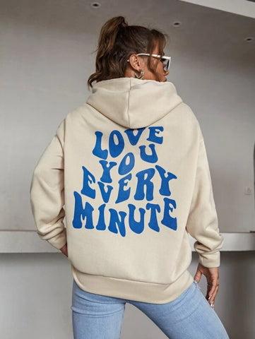 Slogan Graphic Drop Shoulder Hoodie