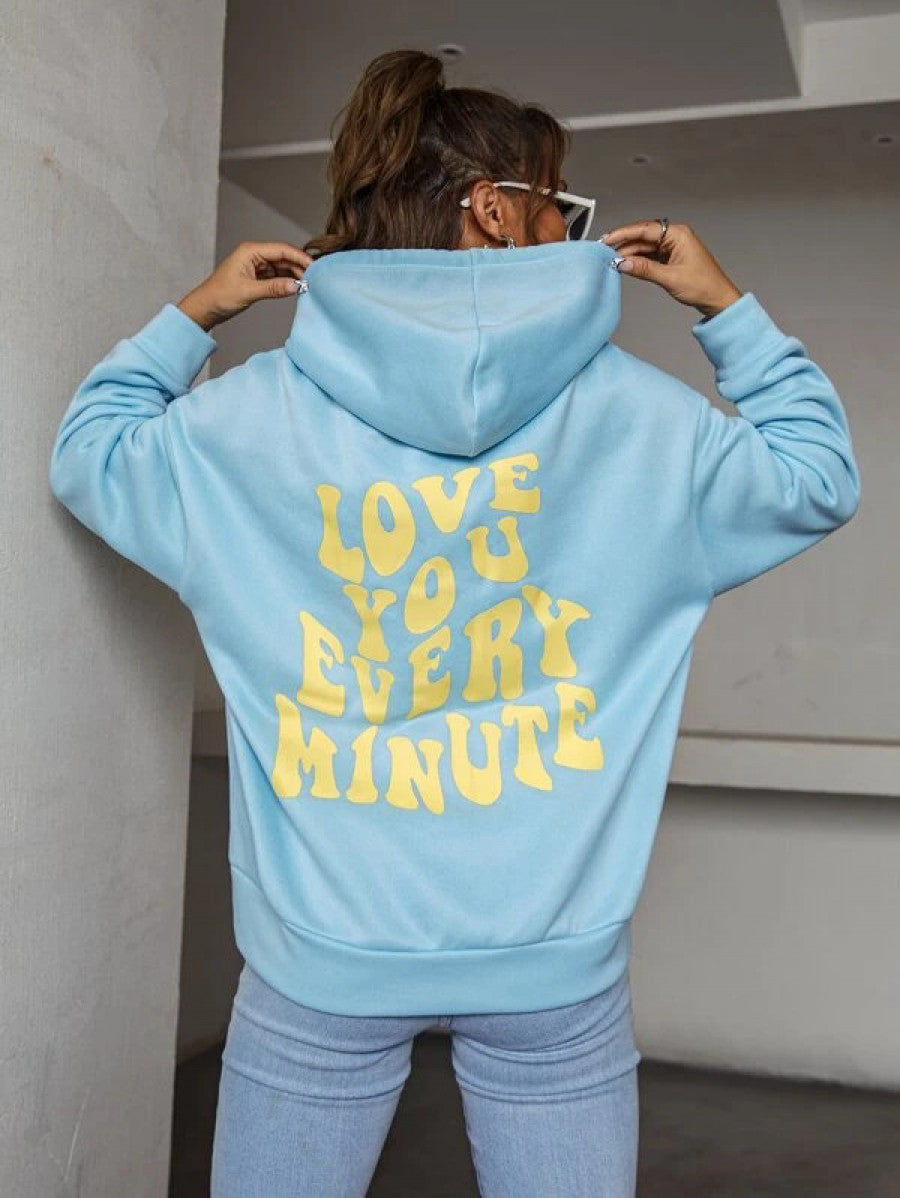 Slogan Graphic Drop Shoulder Hoodie