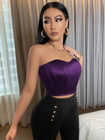 SXY Satin Crop Bandeau Top