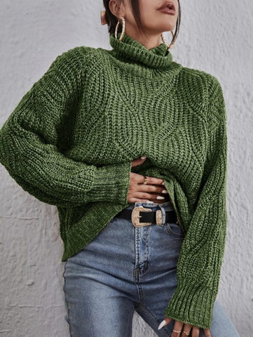 High Neck Drop Shoulder Sweater