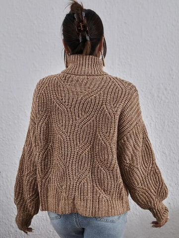 High Neck Drop Shoulder Sweater