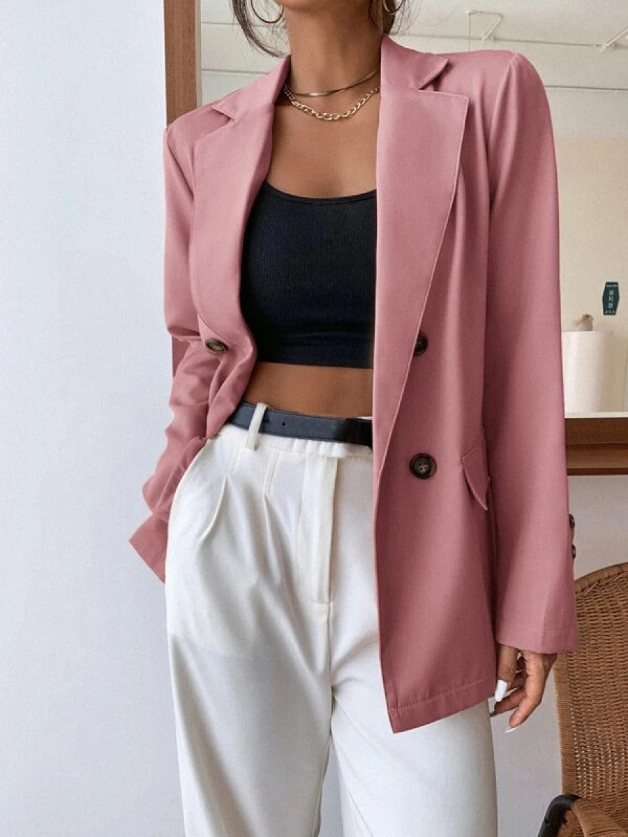 Double Button Lapel Collar Blazer