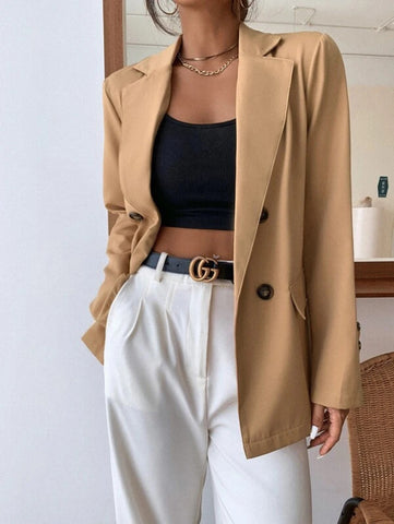 Double Button Lapel Collar Blazer