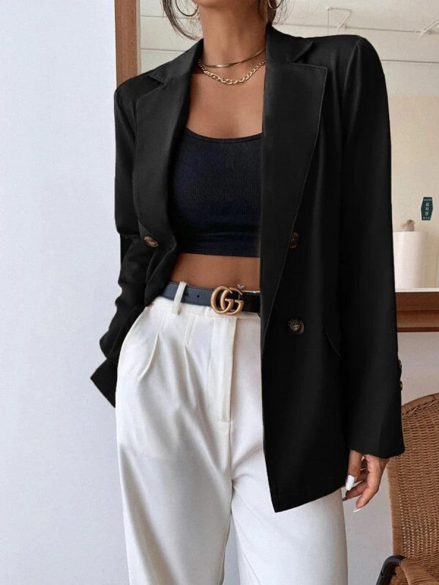 Double Button Lapel Collar Blazer