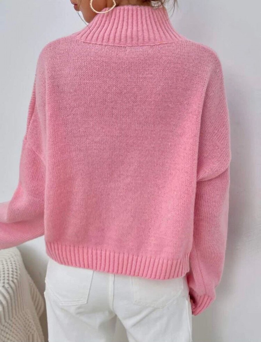 Mock Neck Drop Shoulder Sweater