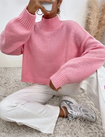 Mock Neck Drop Shoulder Sweater