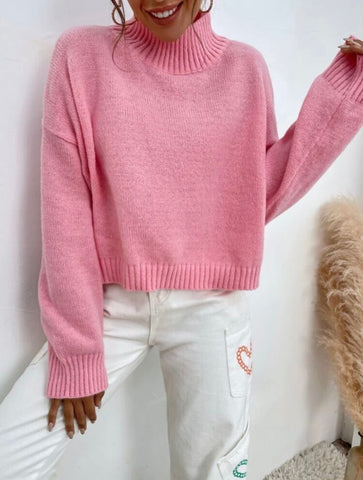 Mock Neck Drop Shoulder Sweater