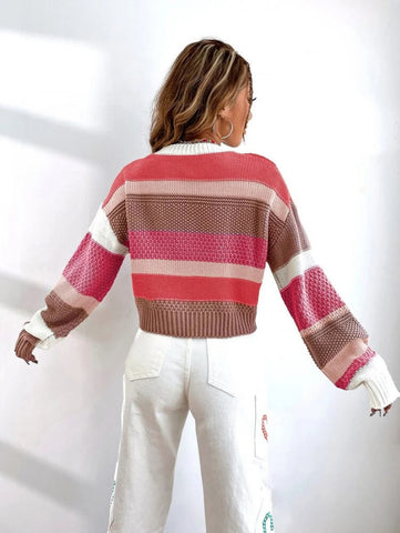 Color-block Drop Shoulder Sweater