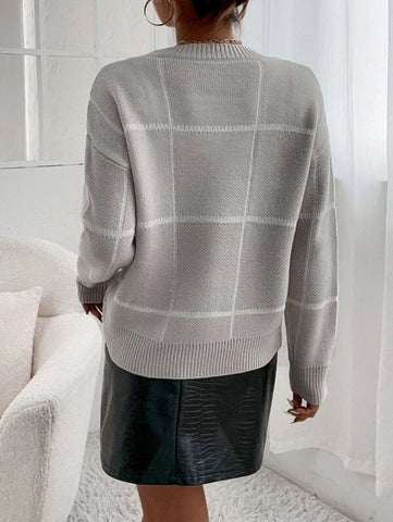 Plaid Pattern Drop Shoulder Sweater