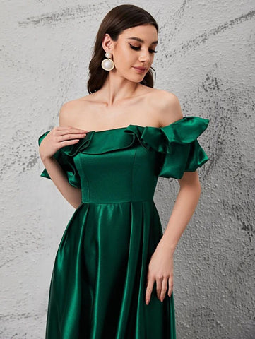 Off Shoulder Ruffle Trim Dress