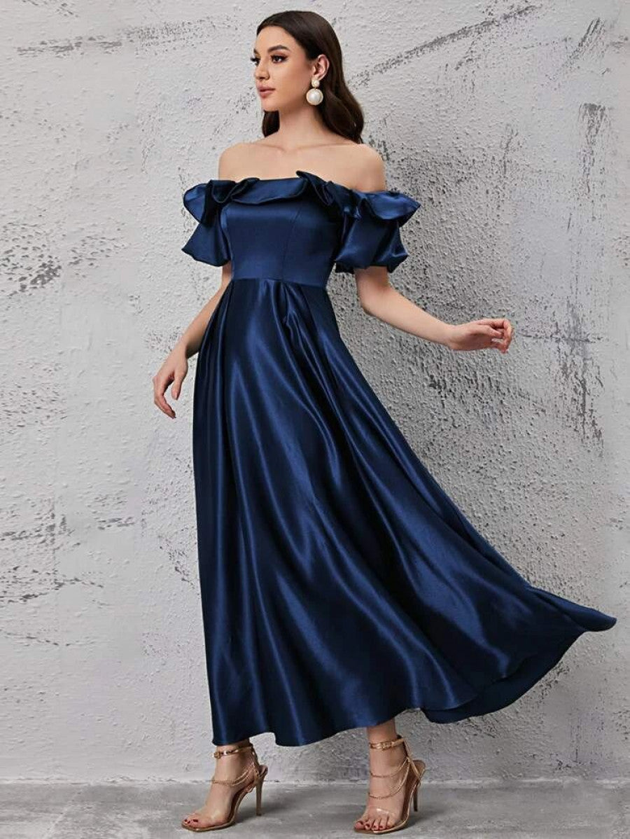 Off Shoulder Ruffle Trim Dress