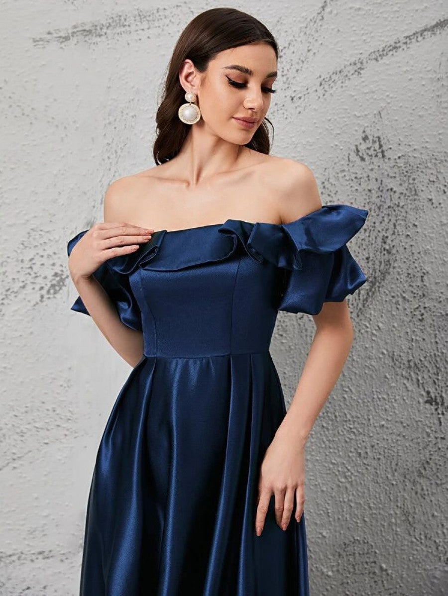 Off Shoulder Ruffle Trim Dress