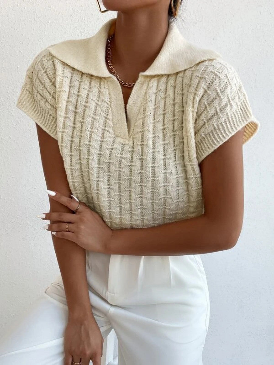Solid Short Sleeve Knit Top