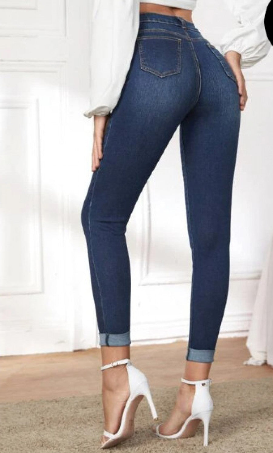 High Waisted Button Up Push Up Jeans