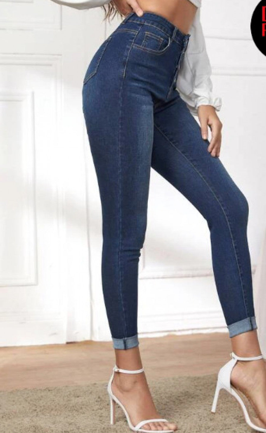 High Waisted Button Up Push Up Jeans