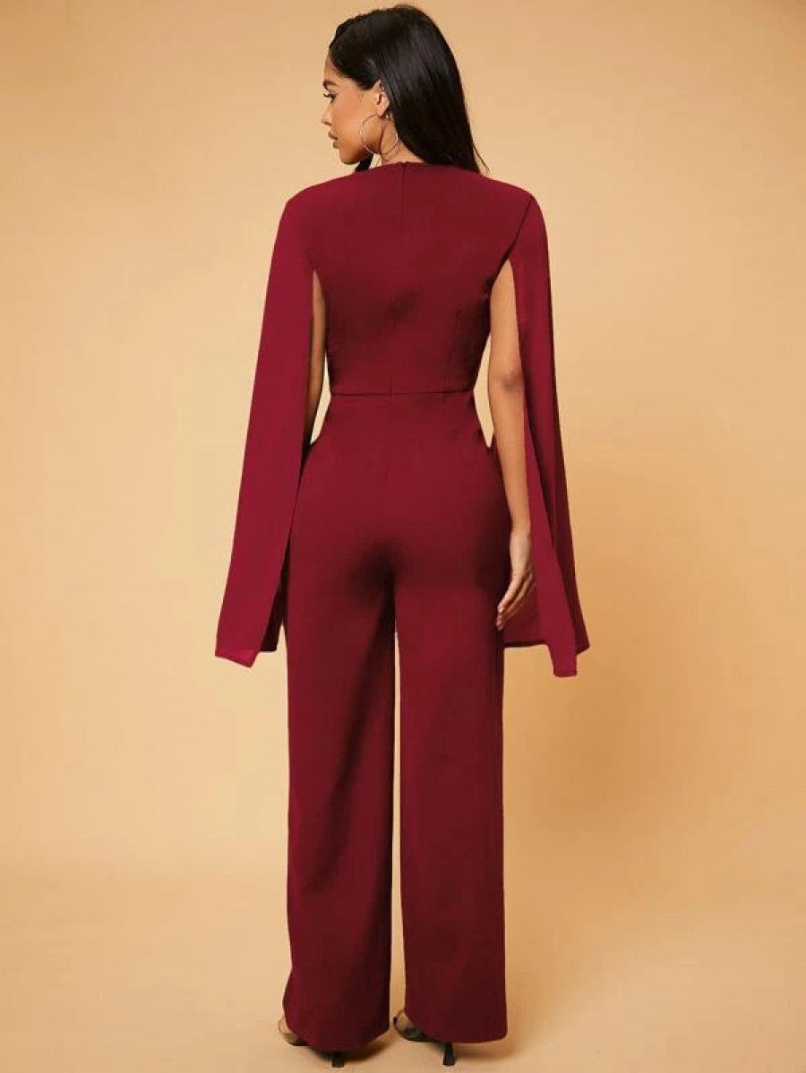 SXY Deep V Neck Split Sleeve Jumpsuit