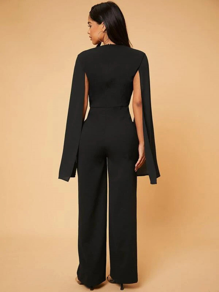 SXY Deep V Neck Split Sleeve Jumpsuit