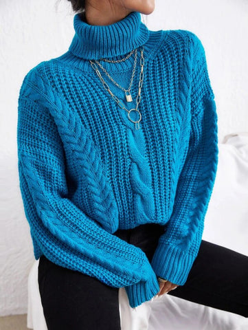 Cable Knit Turtle Neck Sweater