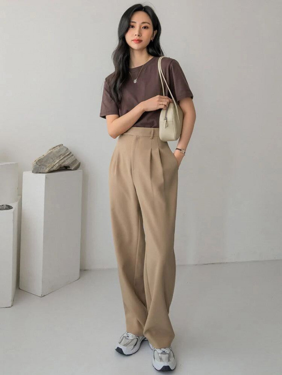 Dazy-Less High Waist Plicated Detail Tailored Pants