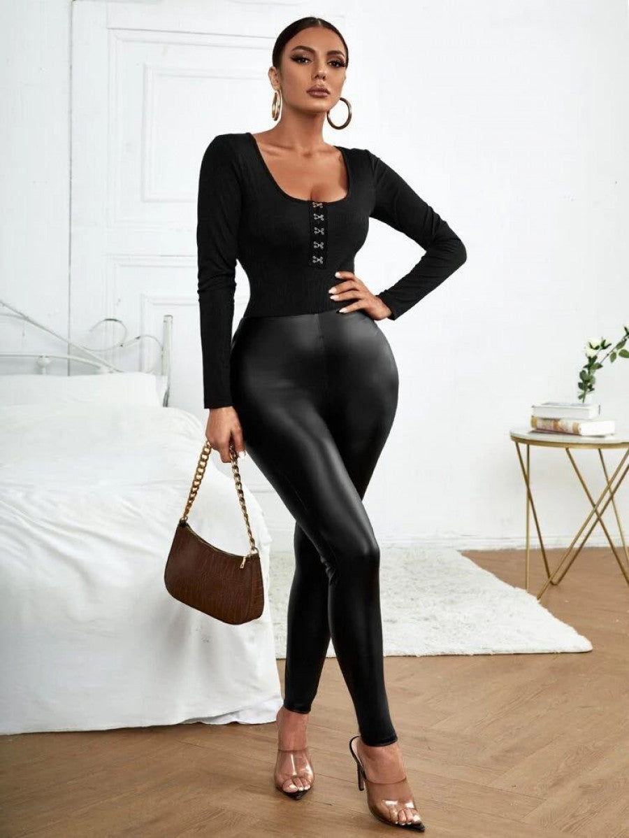 High Waist PU Leather Skinny Pants