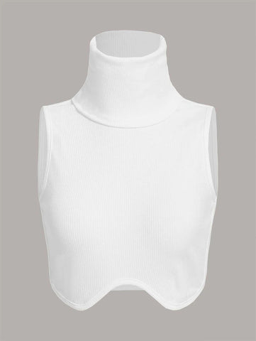 SXY Ribbed Knit Solid Turtle Neck Tank Top