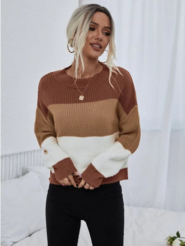 Color Block Drop Shoulder Sweater