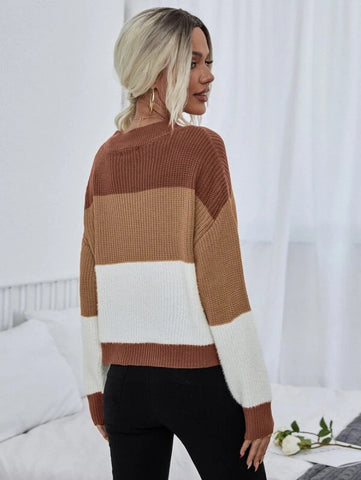 Color Block Drop Shoulder Sweater