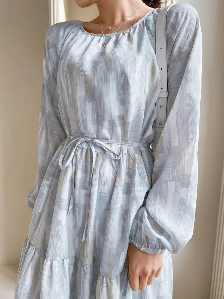 DAZY Allover Print Belted Dress