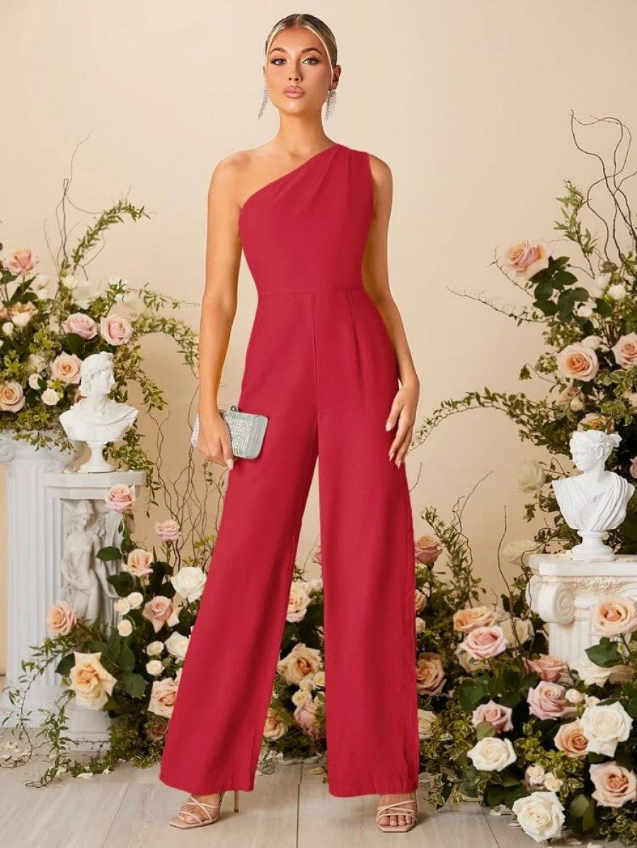 One Shoulder Wide Leg Jumpsuit