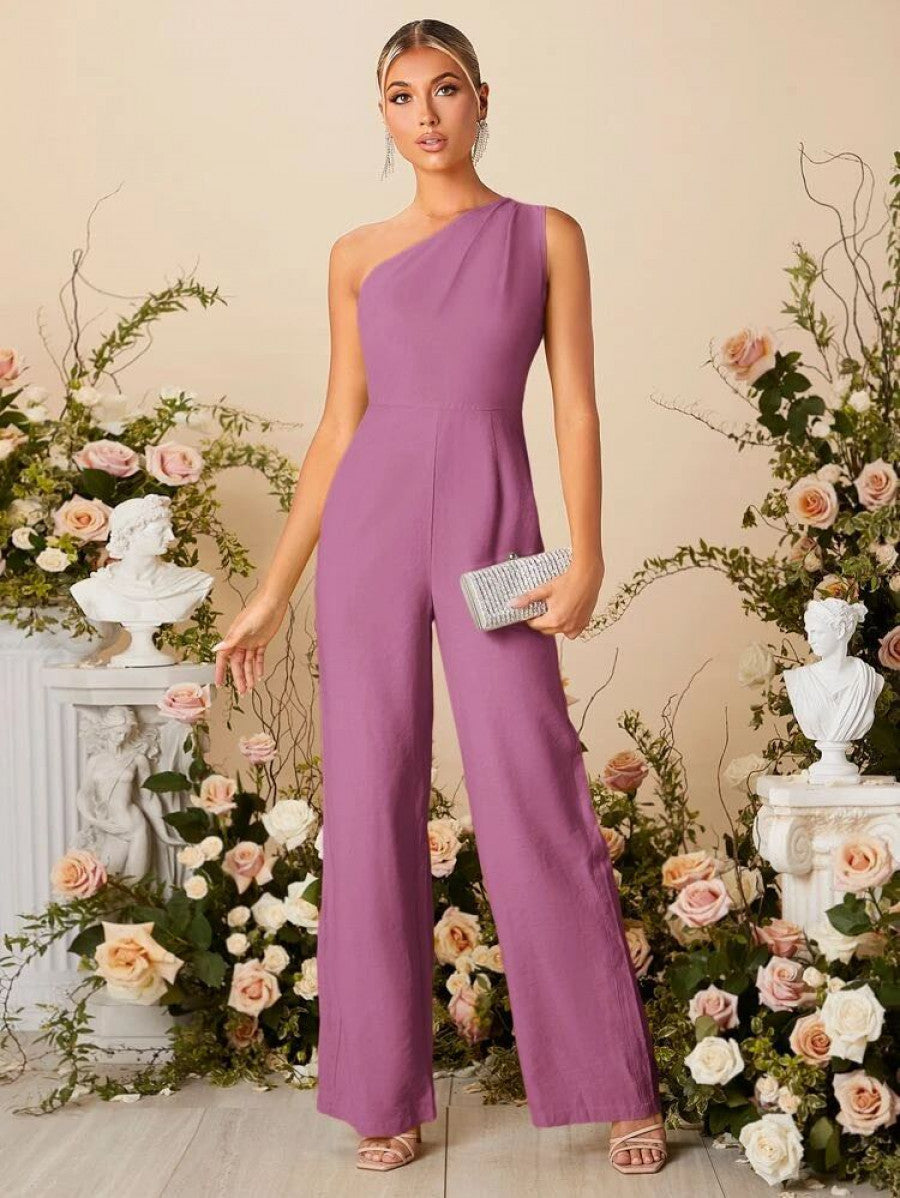 One Shoulder Wide Leg Jumpsuit